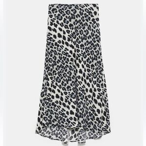 Zara NWT Animal Print Midi Skirt size XL